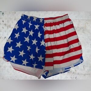BOA Men's 1" Elite Split Leg Print American Flag Running Short  | size Large